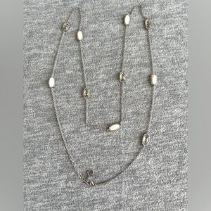 Kendra‎ Scott Kelsie Kellie Station Mother of Pearl Long Silvertone Necklace